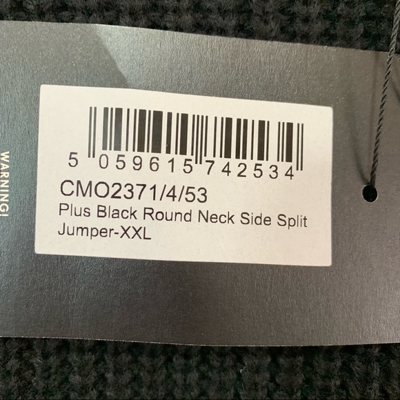 Pretty Little Thing Plus Black Round Neck Side Split Sweater Size XXL - Picture 6 of 7